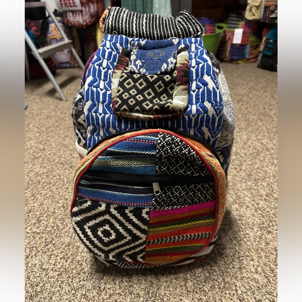 Sacred Threads Blue And Multicolor Pattern Backpa… - image 1